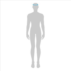Men to do head measurement fashion Illustration for size chart. 7.5 head size boy for site or online shop. Human body infographic template for clothes. 