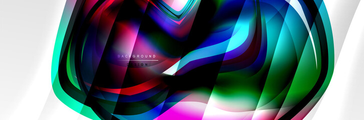 Vector abstract background, flowing liquid style bubble with metallic, color quicksilver chrome texture and color glow effects
