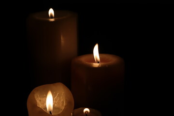 Fototapeta na wymiar close up candles in the dark Zen and relax concept