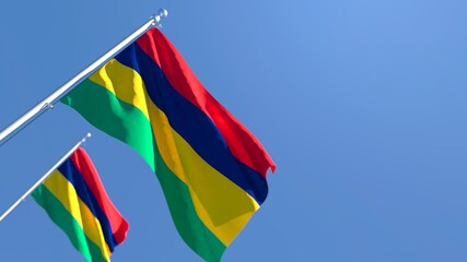 3D rendering of the national flag of Mauritius waving in the wind