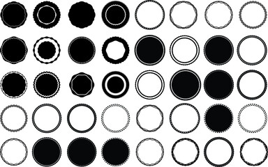 Grunge post Stamps Collection, Circles. Banners, Insignias , Logos, Icons, Labels and Badges Set . vector distress textures.blank shapes.