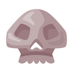 Human Skull Bone, Happy Halloween Object Cartoon Style Vector Illustration on White Background