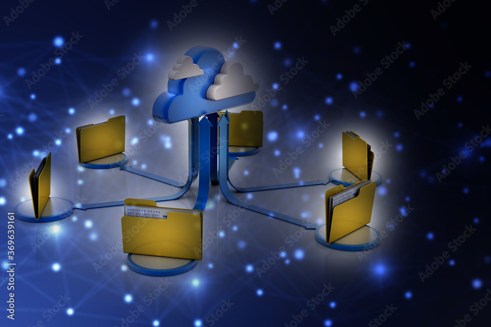 Poster 3d rendering folder with documents