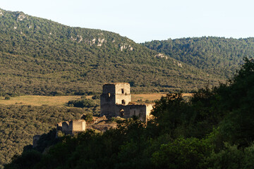 Fototapeta na wymiar Castle of Ocio , ruins of a medieval castle of the Kingdom of Navarre in Inglares Valley, Alava in Spain