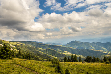 Beautiful hills, forest and meadows on Golija mountain in Serbia