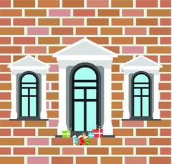 window with brick in background