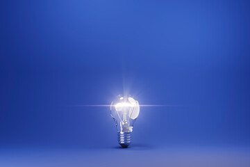 発光する電球の3Dレンダリンググラフィックス　アイデア、発想、インスピレーションの象徴的イメージ