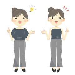 レクチャーする女性 全身・夏服（半袖・キャミソール）