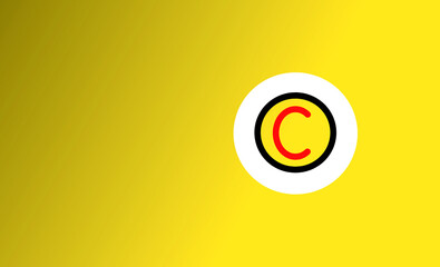 the letter C in a circle with a yellow background