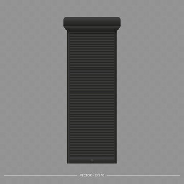 Open roller shutter on the euro window. Realistic euro window with roller shutters vector. 