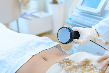 Body cavitation treatment for fat reduction, beauty ultrasonic massage therapy at salon