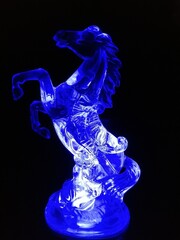 Blue color horse glass statue