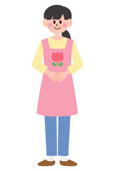 ポーズをとっている保育士の女性