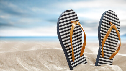 Summer background of sea and blue sky. 