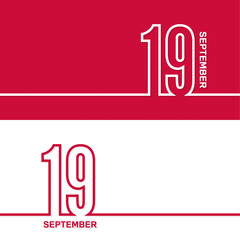 September 19. Set of vector template banners for calendar, event date.