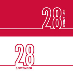 September 28. Set of vector template banners for calendar, event date.