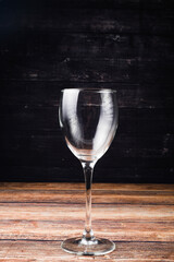 wine glass on black background