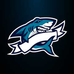 shark illustration mascot logo template