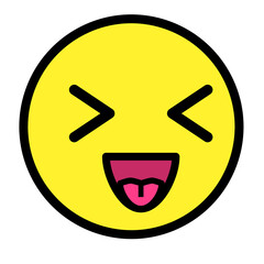 Flat kawaii emoji face. Cute funny cartoon character. Simple line art expressions web icon. Emoticon sticker. Vector graphic illustration.