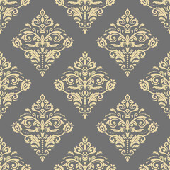 Orient vector classic pattern. Seamless abstract gray and golden background with vintage elements. Orient background. Ornament for wallpaper and packaging