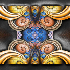 3D rendering of plastic background with embossed fractal on leather