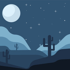 night desert landscape with moon
