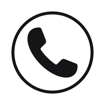 Phone icon. Call application symbol. Flat interface sign. Simple shape old telephone logo. Isolated on white background. Vector illustration image.