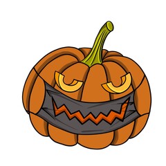 halloween pumpkin with mask on the white background