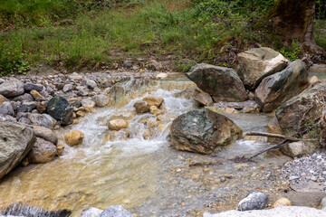 Small mountain river on a summer day (Greece, Peloponnese).