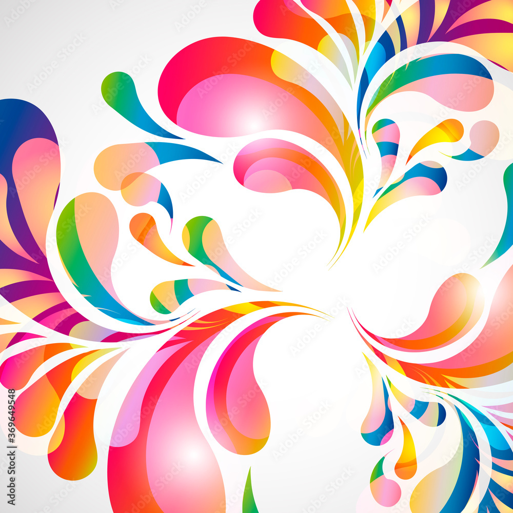 Poster abstract background with bright teardrop-shaped arches.