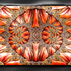 3D rendering of plastic background with embossed fractal on leather