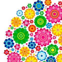 Flowers spring design on a white  background, floral vector illustration.