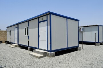 Portacabin, porta cabin, temporary labours camp , Mobile building in industrial site or office container Portable house and office cabins. Labor Camp. Porta cabin. small temporary houses