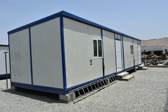 Portacabin, porta cabin, temporary labours camp , Mobile building in industrial site or office container Portable house and office cabins. Labor Camp. Porta cabin. small temporary houses