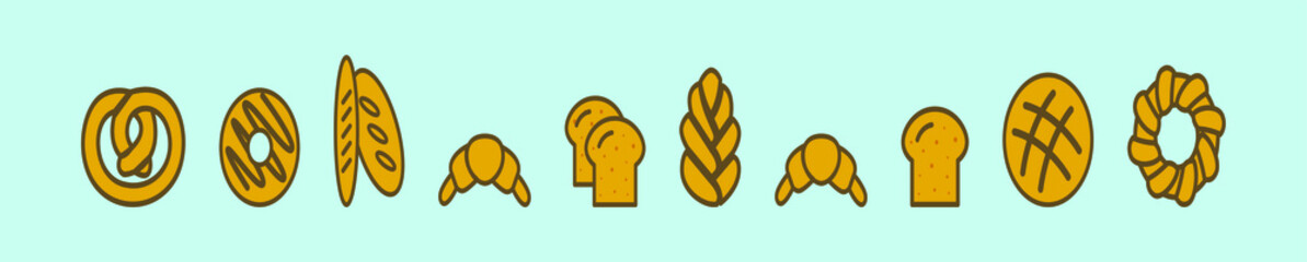 a set of bread with various models isolated vector on blue