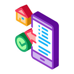 house check phone app icon vector. isometric house check phone app sign. color isolated symbol illustration
