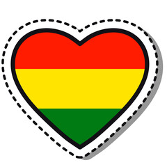 Flag Bolivia heart sticker on white background. Vintage vector love badge. Template design element. National day. Travel sign.