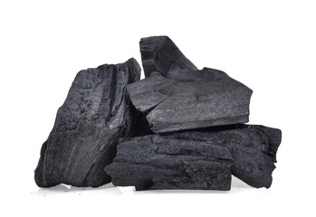 wood charcoal isolated on white background