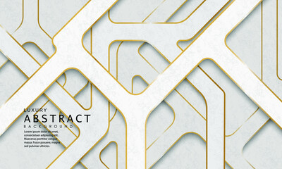 Luxury paper cut background, Abstract decoration, golden pattern, 3d Vector illustration. White and gray Cover template, geometric shapes, modern minimal background.