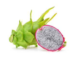 half of dragon fruit isolated on white background