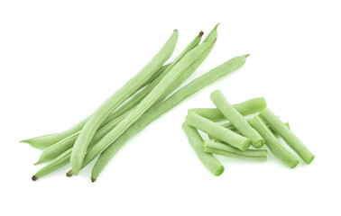 Green beans isolated on white background.