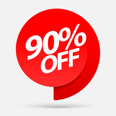 Sale of special offers. Discount with the price is 90 . An ad with a red tag for an advertising campaign at retail on the day of purchase. vector illustration