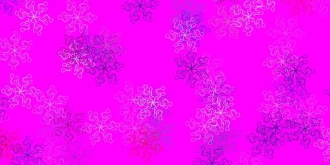 Light purple, pink vector doodle pattern with flowers.