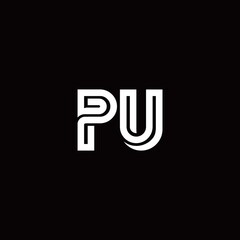 PU monogram logo with abstract line