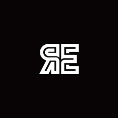 RE monogram logo with abstract line