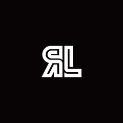 RL monogram logo with abstract line