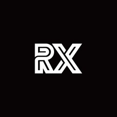 RX monogram logo with abstract line