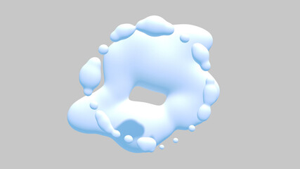 White water drops an white background. 3D rendering