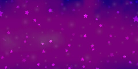 Light Purple, Pink vector texture with beautiful stars. Shining colorful illustration with small and big stars. Best design for your ad, poster, banner.