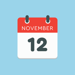 Fototapeta premium Calendar icon day 12 November, template icon day